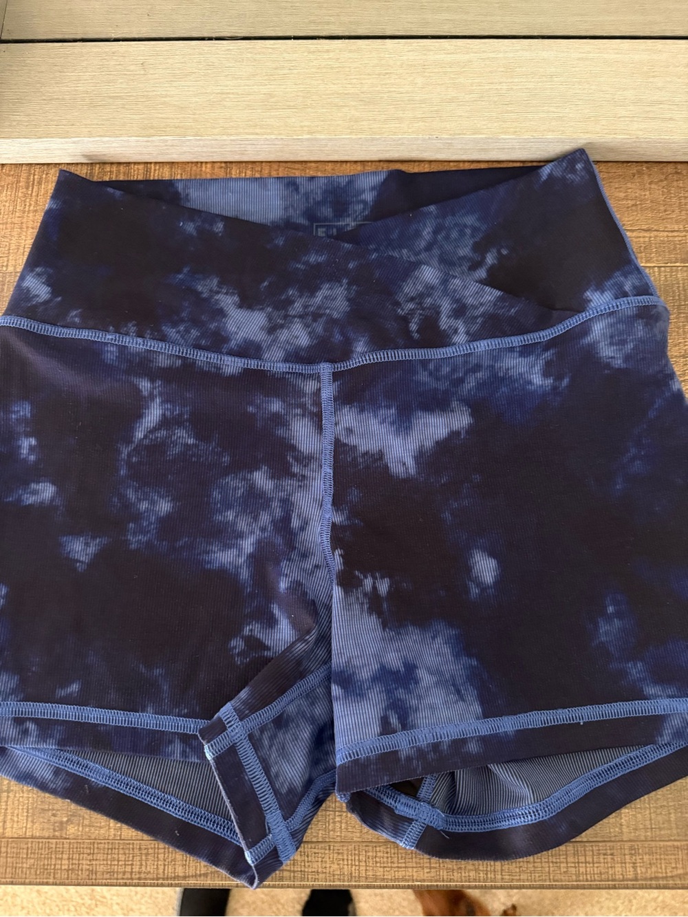 Fleo Navy Tie-Dye High-Waist Bike Shorts
